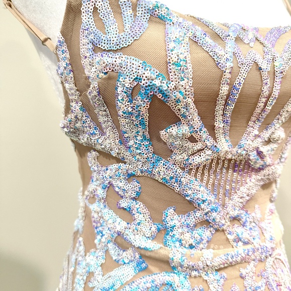 Lucy In The Sky Strappy Iridescent Sequin Mini Dress - Picture 2 of 4